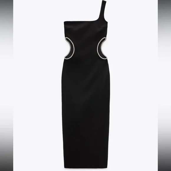 Zara | Dresses | Zara Cut Out Rhinestone Dress | Poshmark